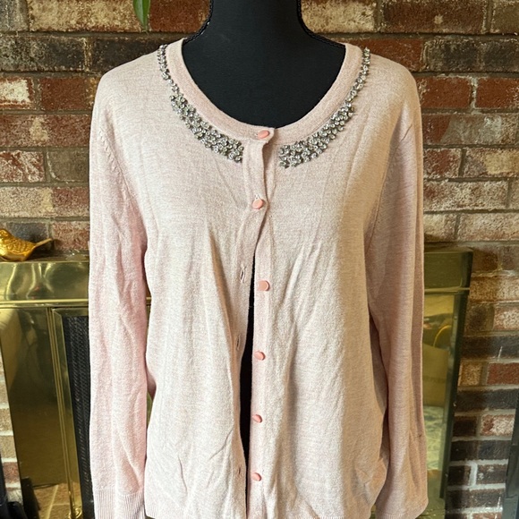 a new day Sweaters - a new day Light Pink Cardigan with Jewel Collar